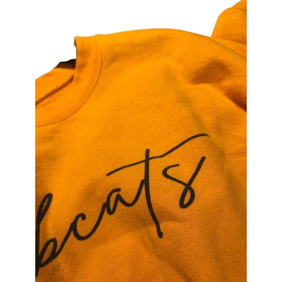 Local Team Preppy Thrashed Yellow Bobcats Pullover Yellow Crewneck Sweatshirt L - Picture 16 of 16